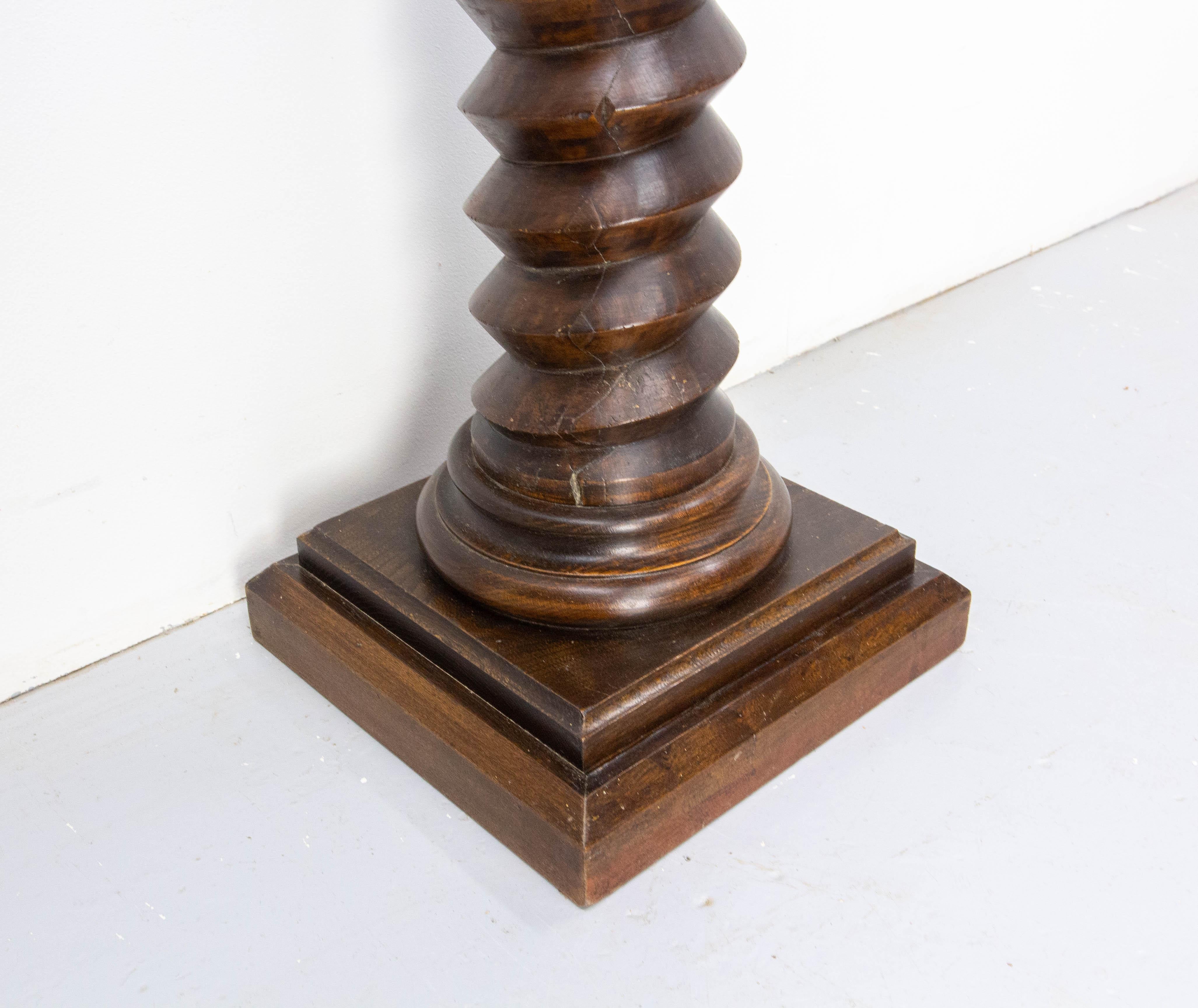 French 19th Century Wine Press Screw Pedestal Square Support Plant Holder 1