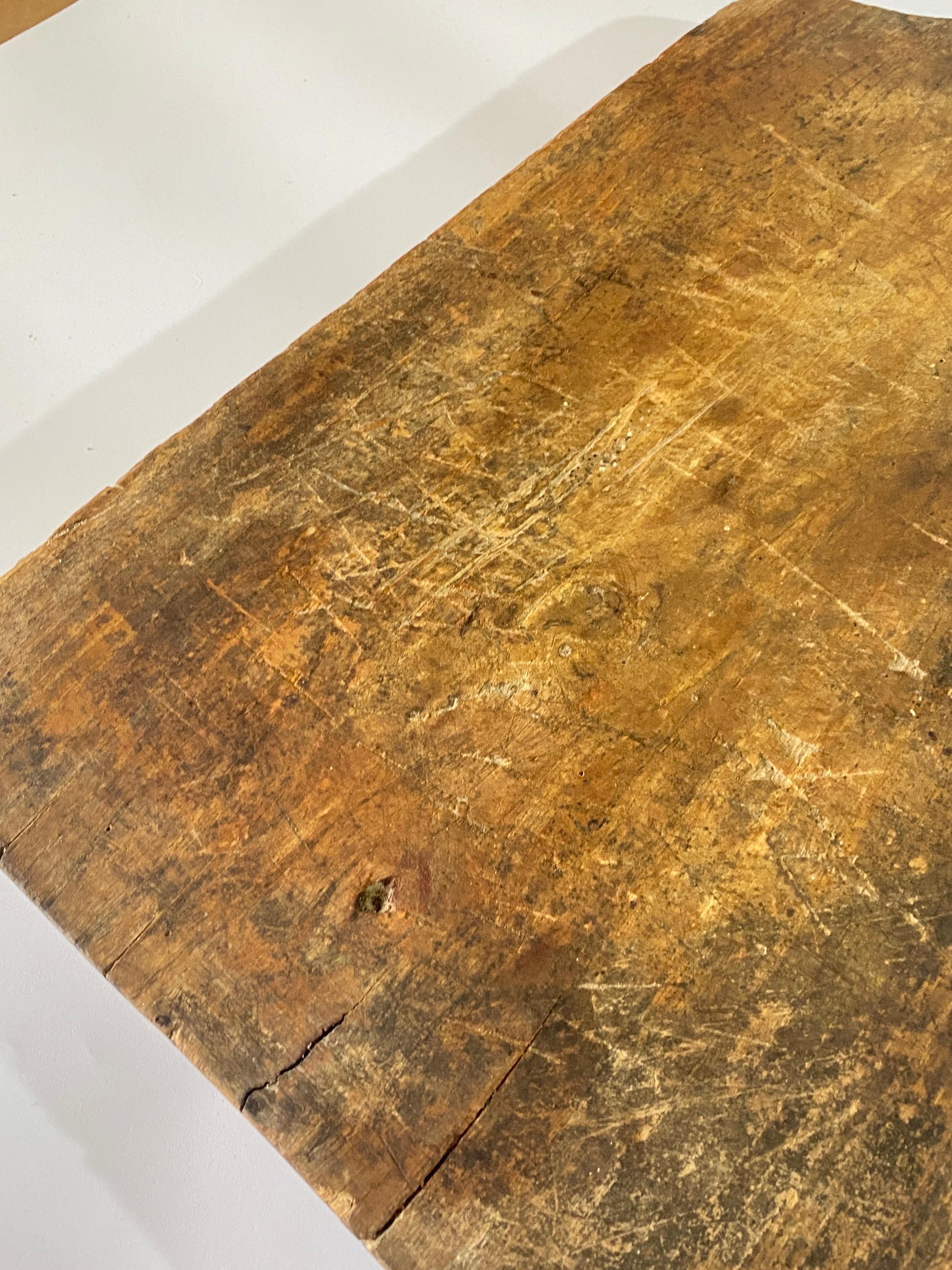 French Provincial French 19th Century, Wooden Chopping or Cutting Board, Old Patina, Brown Color