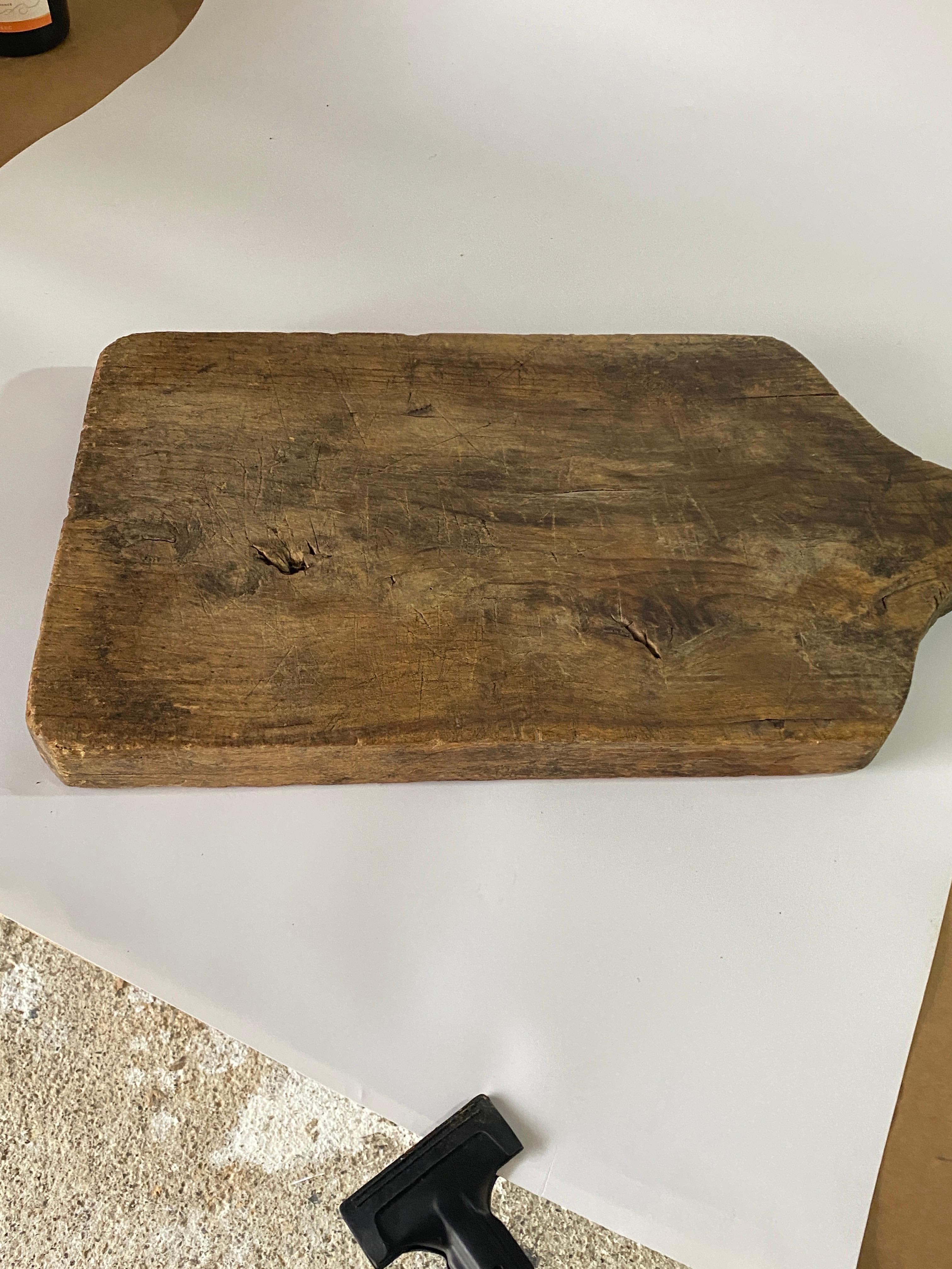 French 19th Century, Wooden Chopping or Cutting Board, Old Patina, Brown Color 1