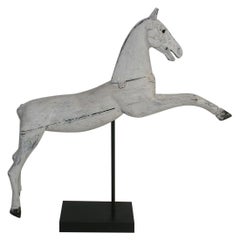 French 19th Century Wooden Horse with Cast Iron Head