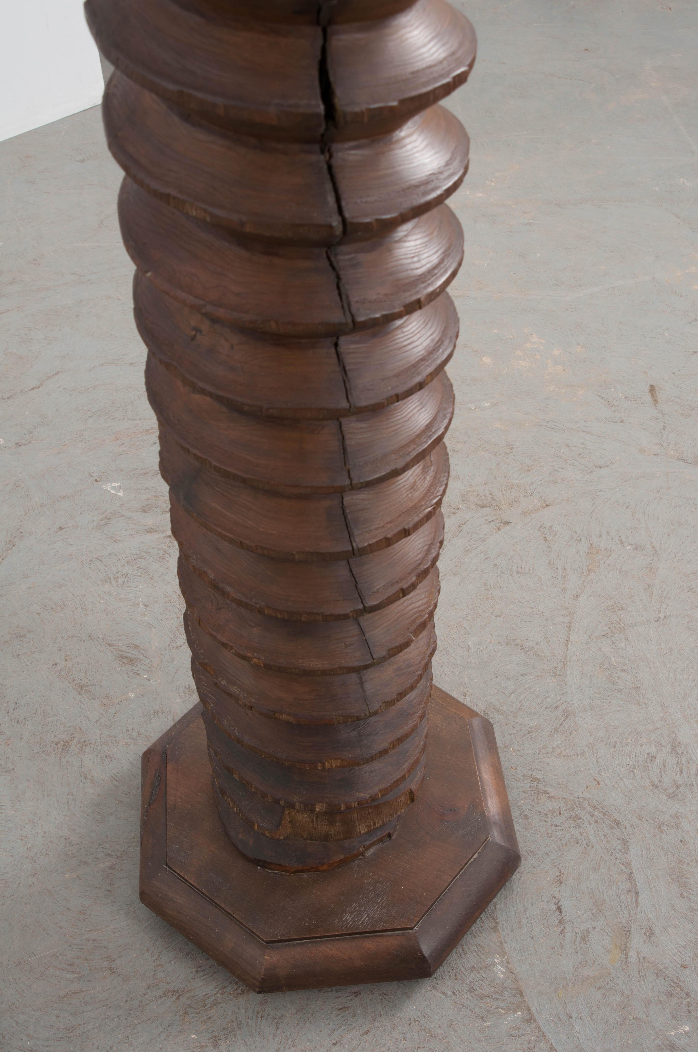 antique wooden wine press screw