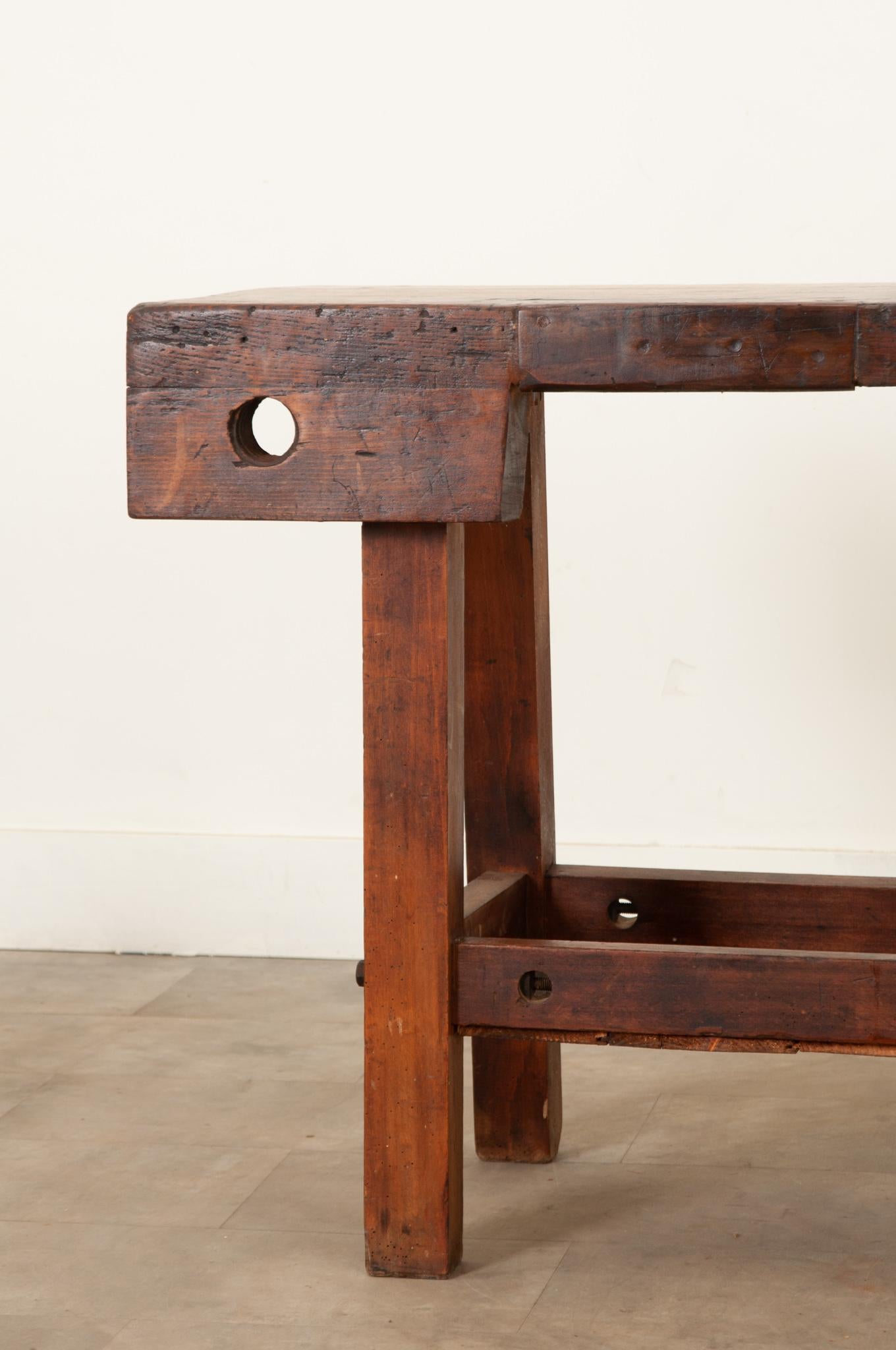 Patinated French 19th Century Workbench For Sale