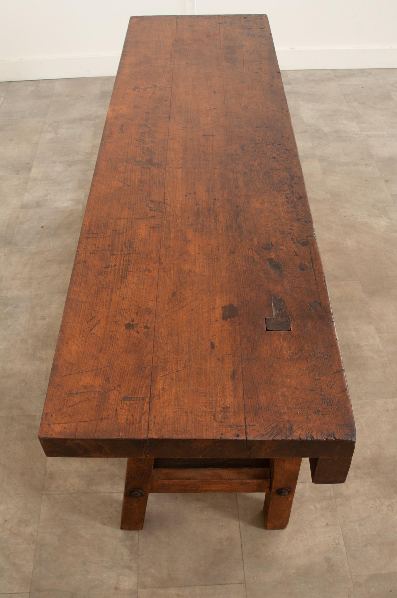 Hardwood French 19th Century Workbench For Sale