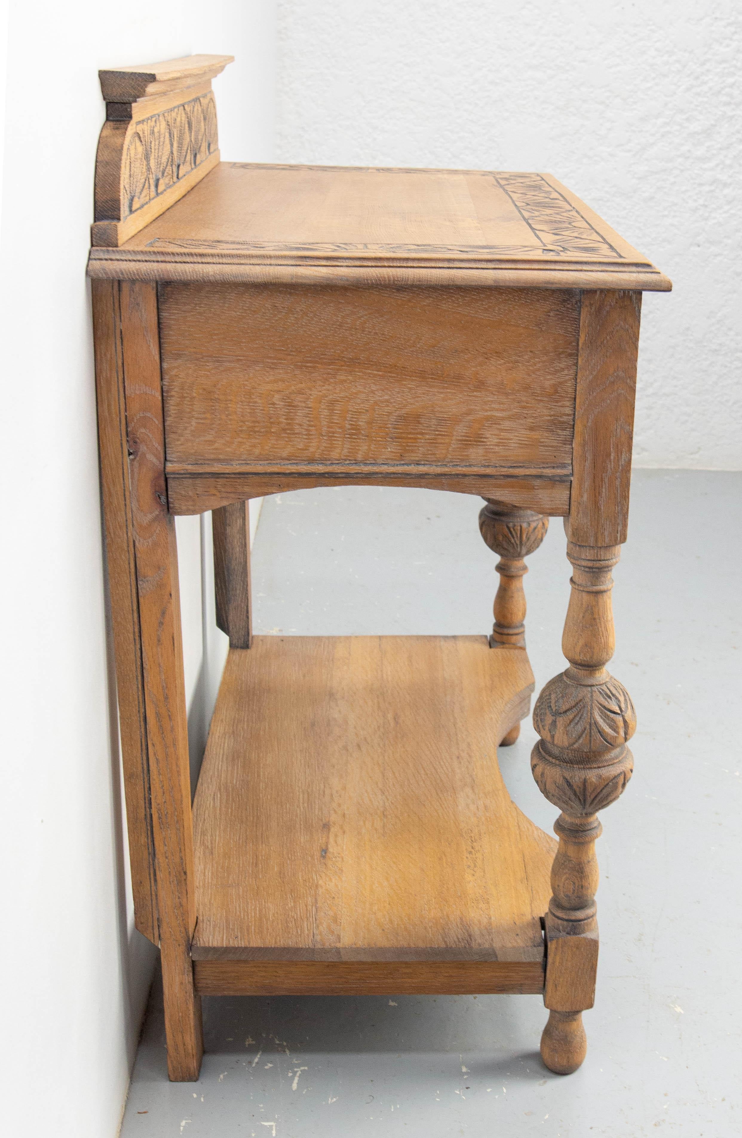 French 19th Century Writing Table Carved Oak Desk Lion Mask Louis XIII Style In Good Condition For Sale In Labrit, Landes