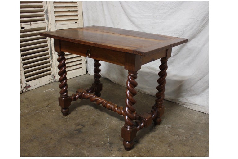 French 19th century writing table flamed walnut.