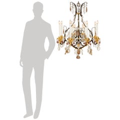 French 19th century Wrought Iron and Baccarat Crystal chandelier