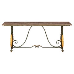 French 19th Century Wrought Iron And Marble Center/Dining Table