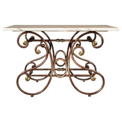 French 19th Century Wrought Iron and Marble Table de Boucher