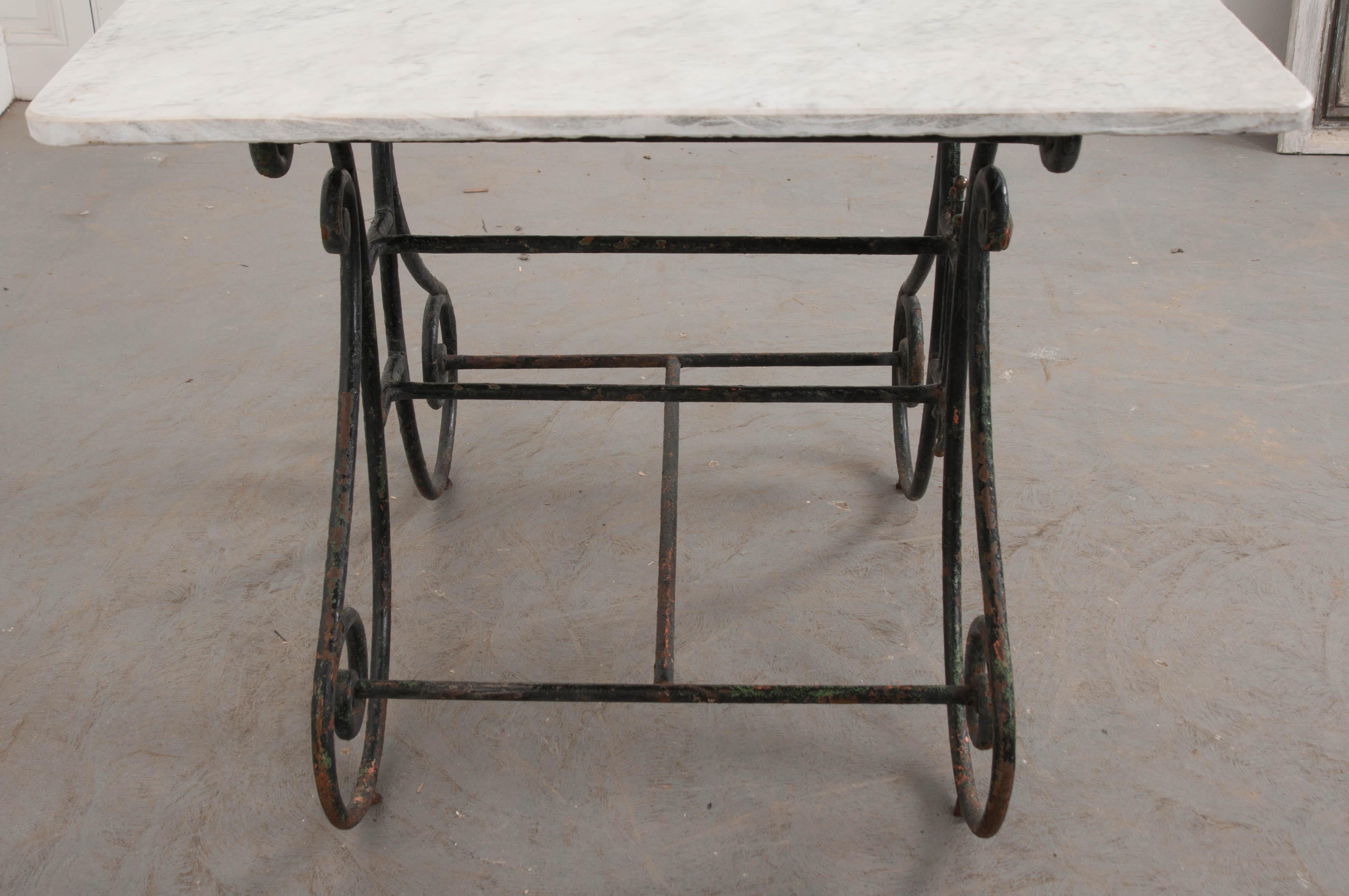 French 19th Century Wrought-Iron and Marble-Top Pastry Table 3