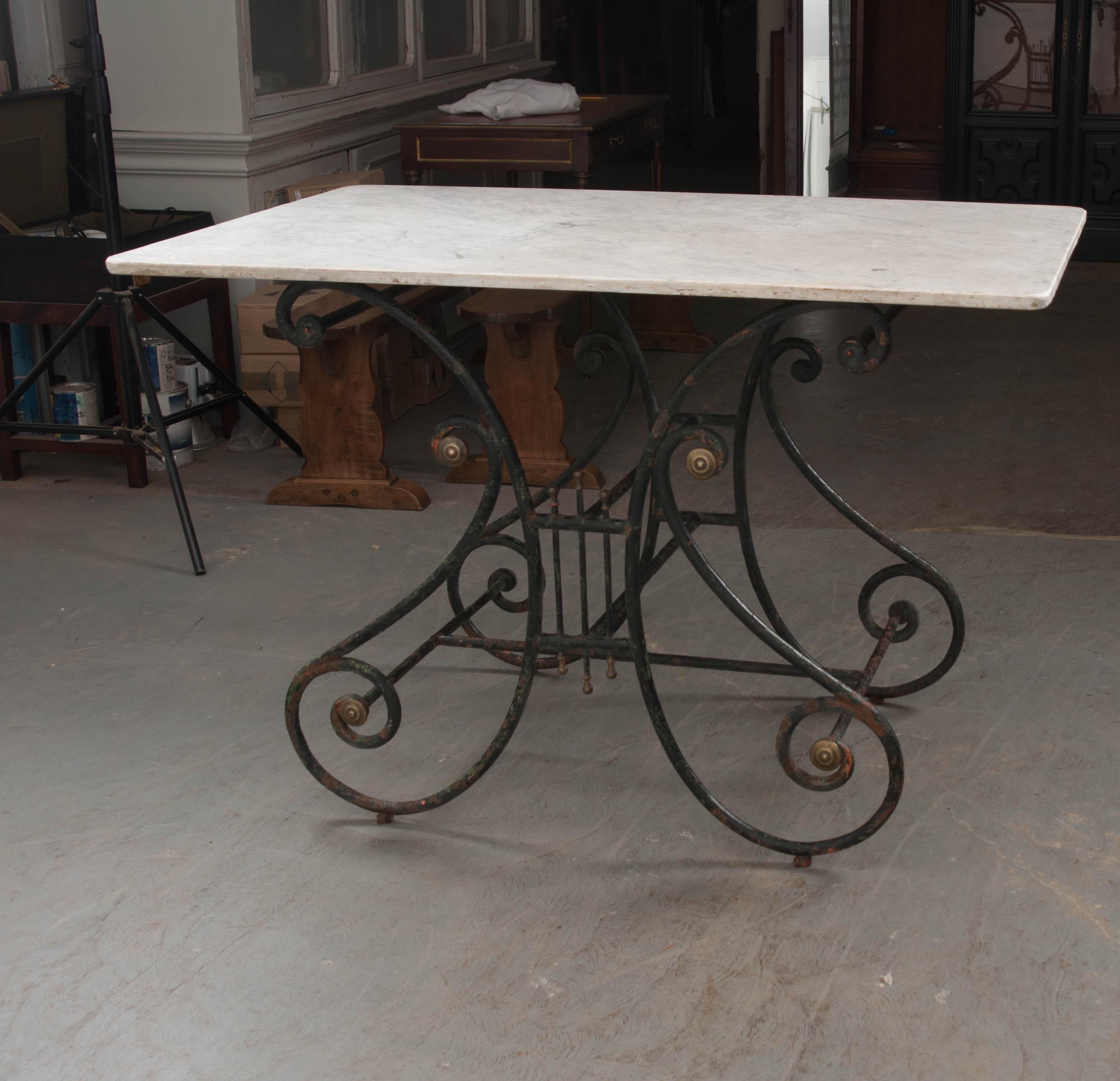 French 19th Century Wrought-Iron and Marble-Top Pastry Table 5