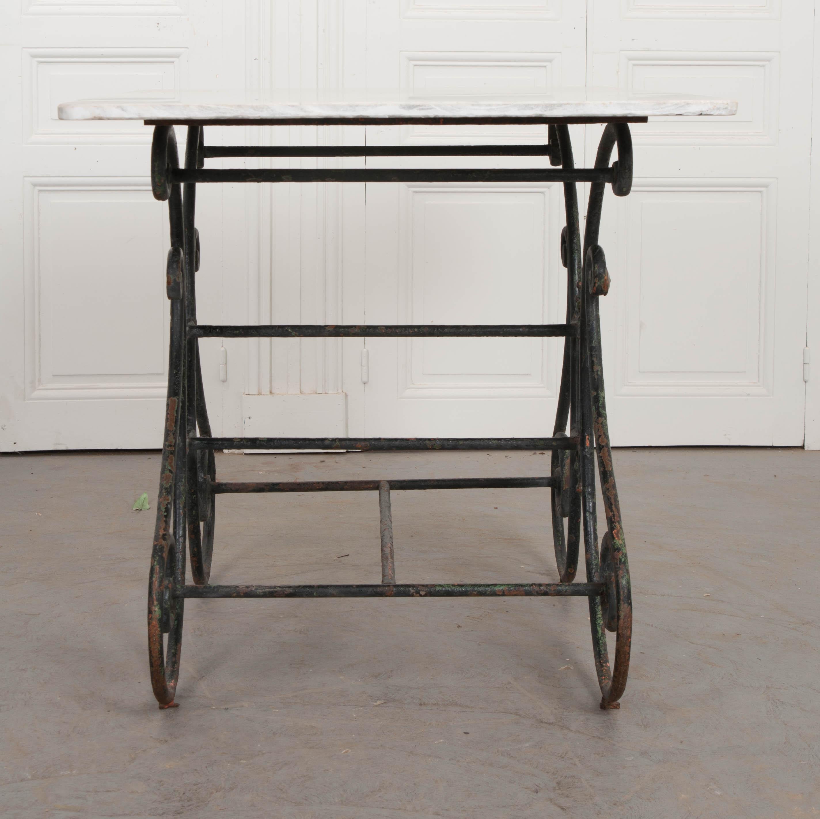 French 19th Century Wrought-Iron and Marble-Top Pastry Table 6