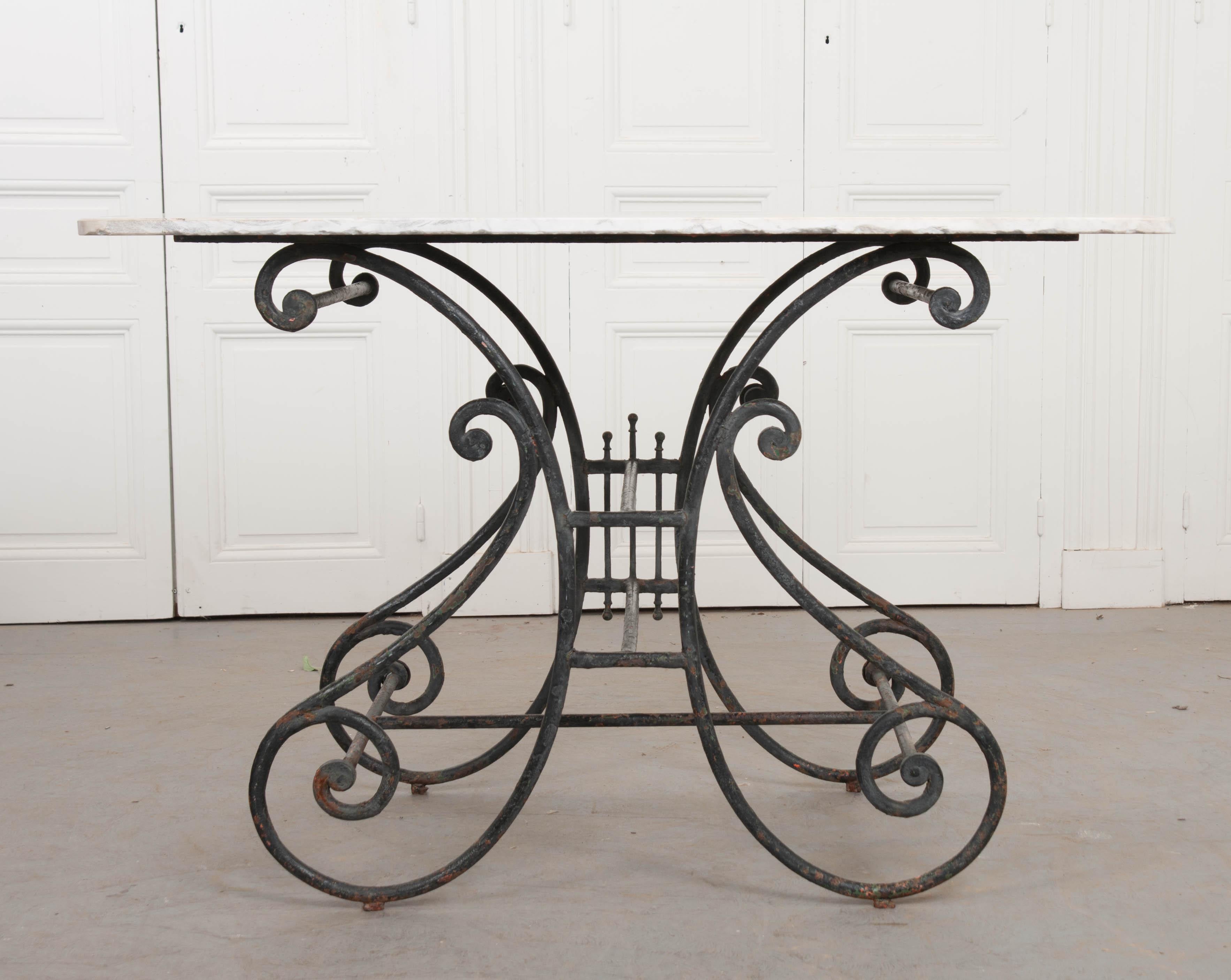 French 19th Century Wrought-Iron and Marble-Top Pastry Table 7