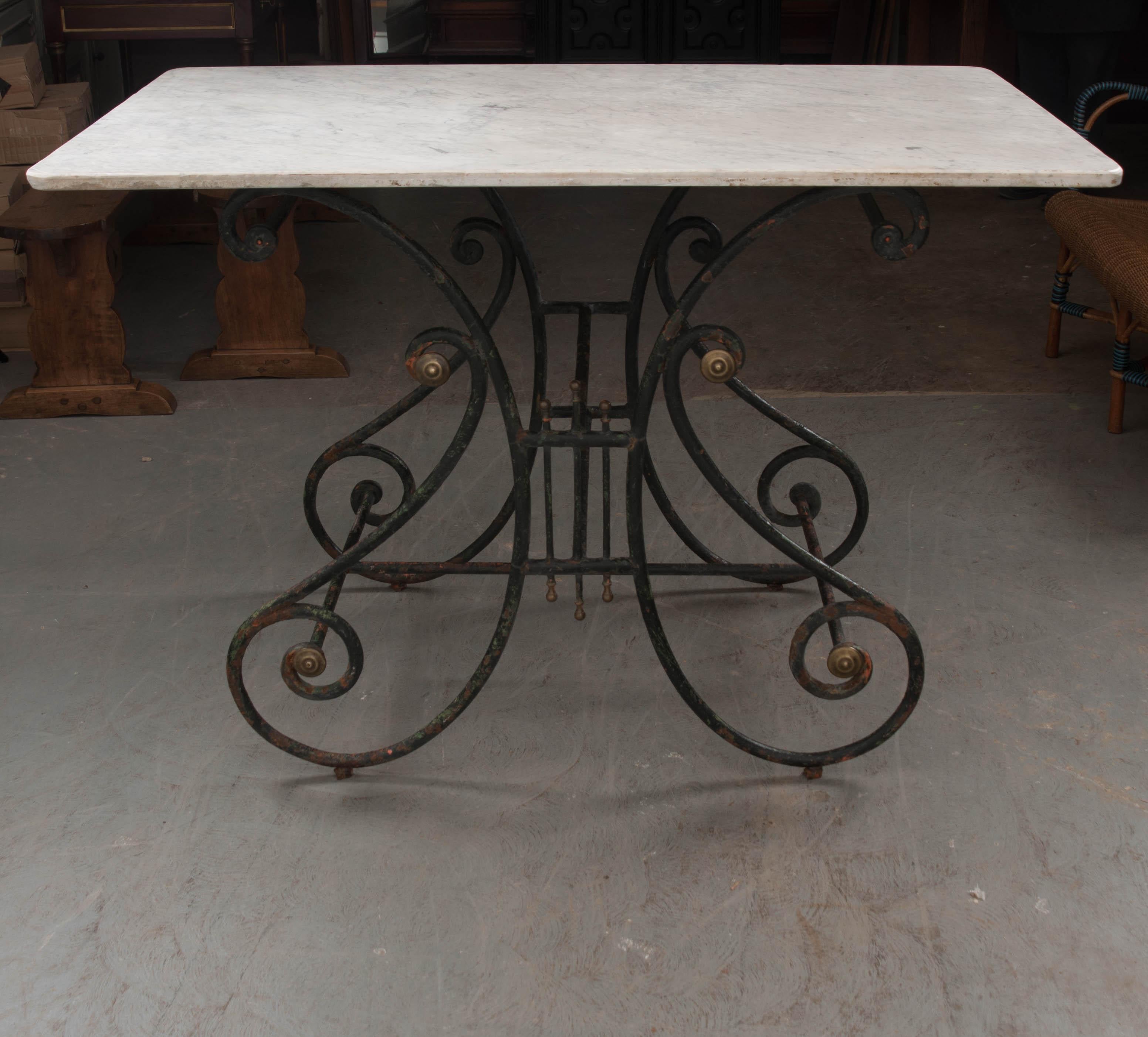 French 19th Century Wrought-Iron and Marble-Top Pastry Table 10