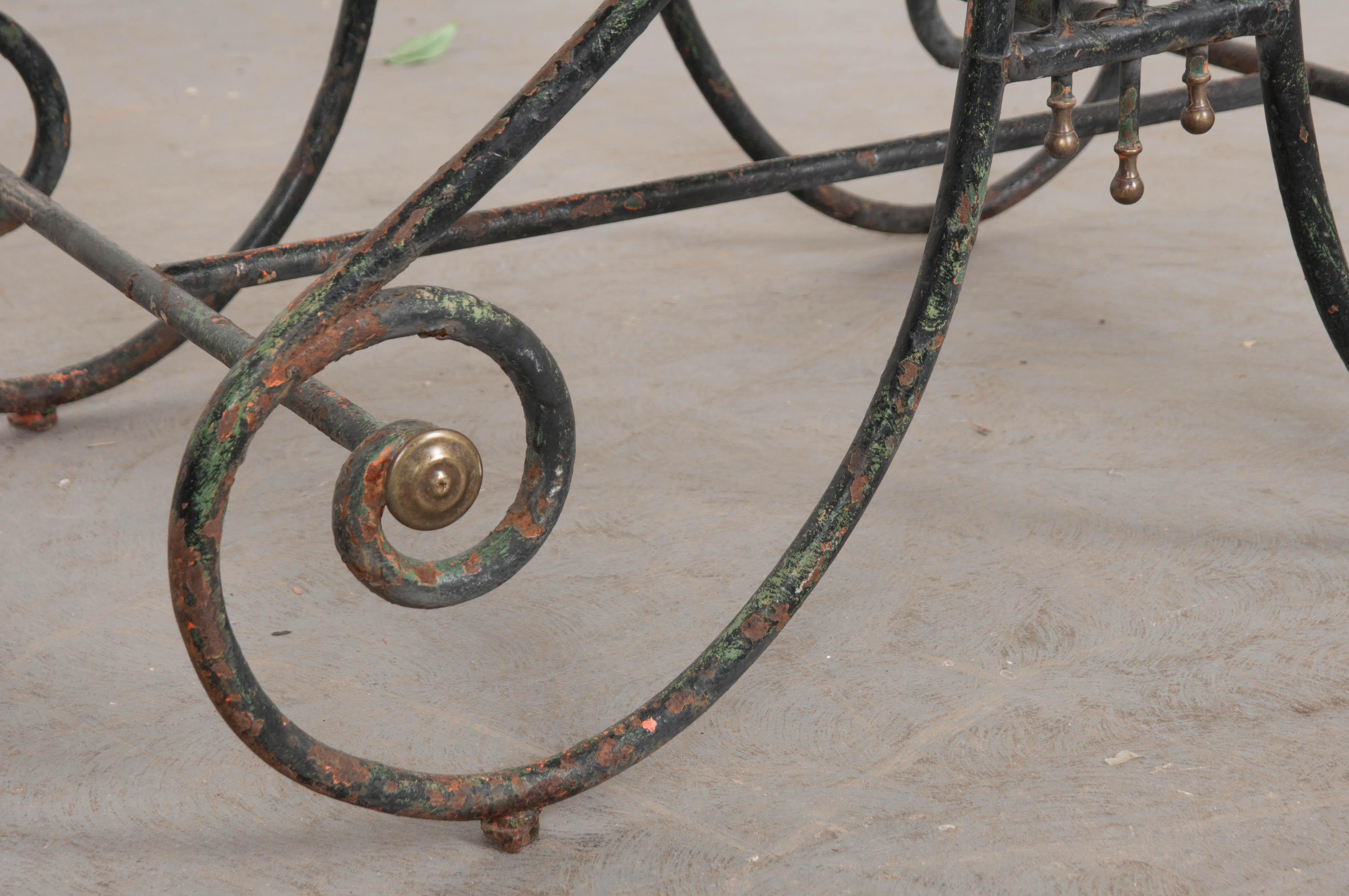 French 19th Century Wrought-Iron and Marble-Top Pastry Table (Französisch)