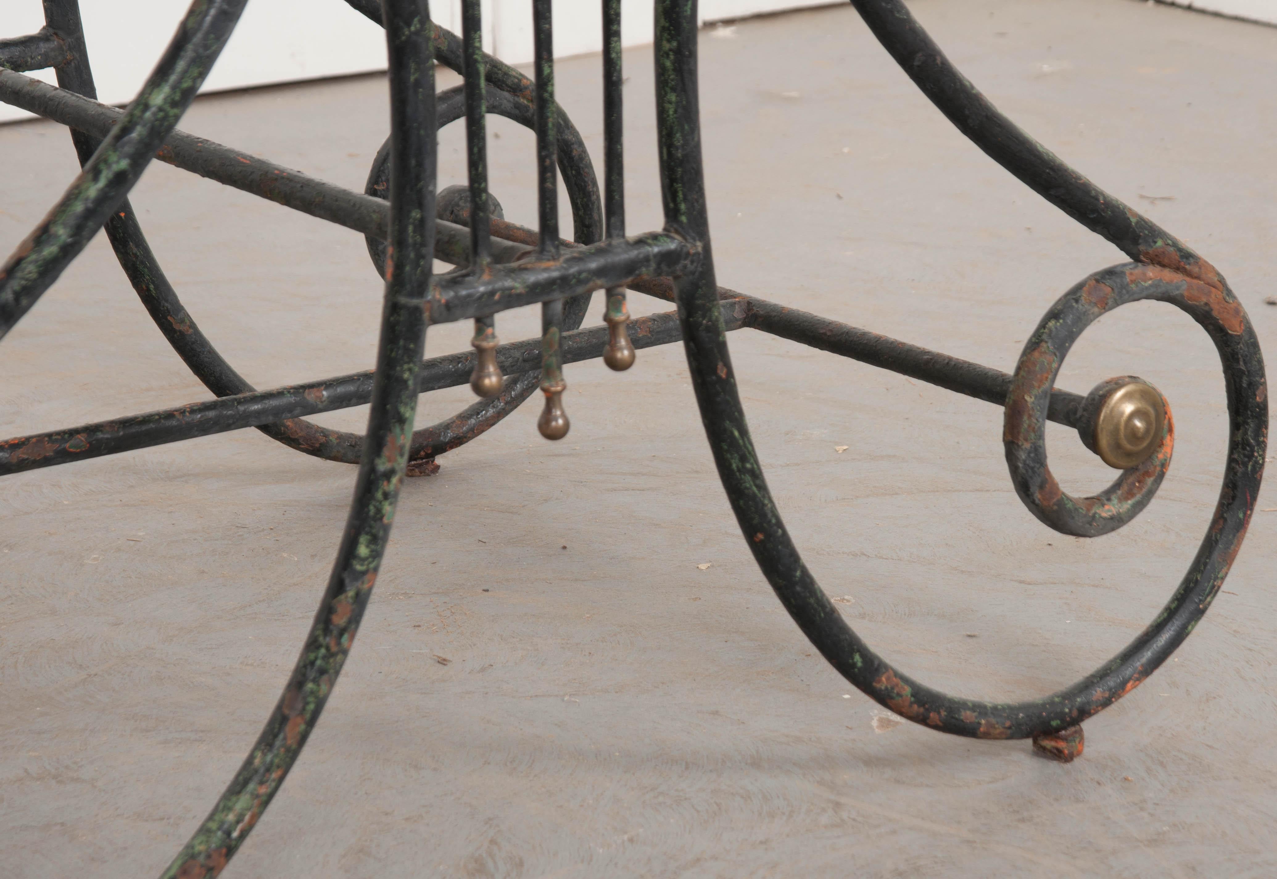 French 19th Century Wrought-Iron and Marble-Top Pastry Table (19. Jahrhundert)