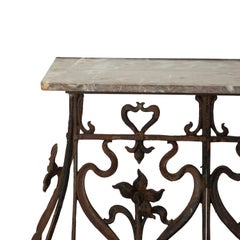 French 19th Century Wrought Iron Console with Rouge Marble Top