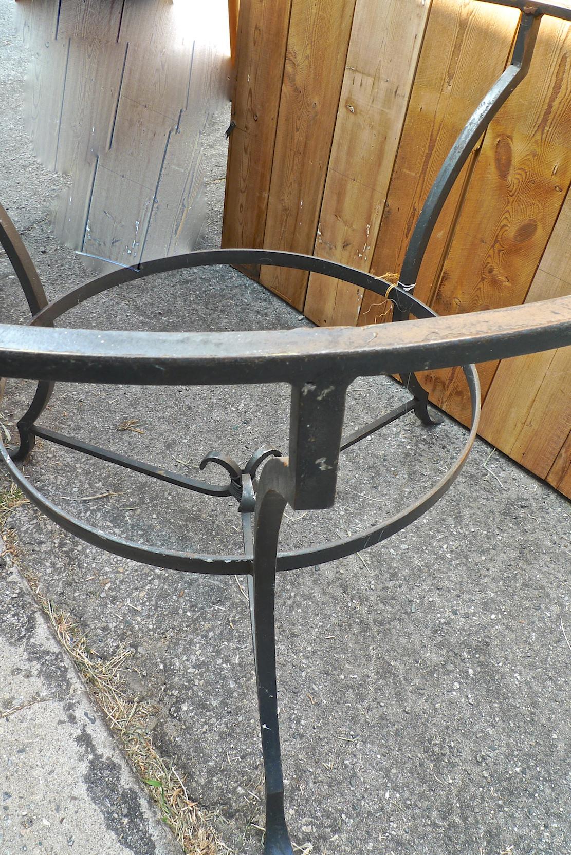 French 19th Century Wrought Iron Garden Table Frame with Round Rouge Marble Top 5