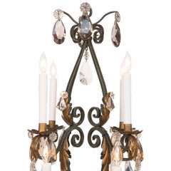 French 19th Century Wrought Iron, Gilt Metal And Baccarat Crystal Chandelier