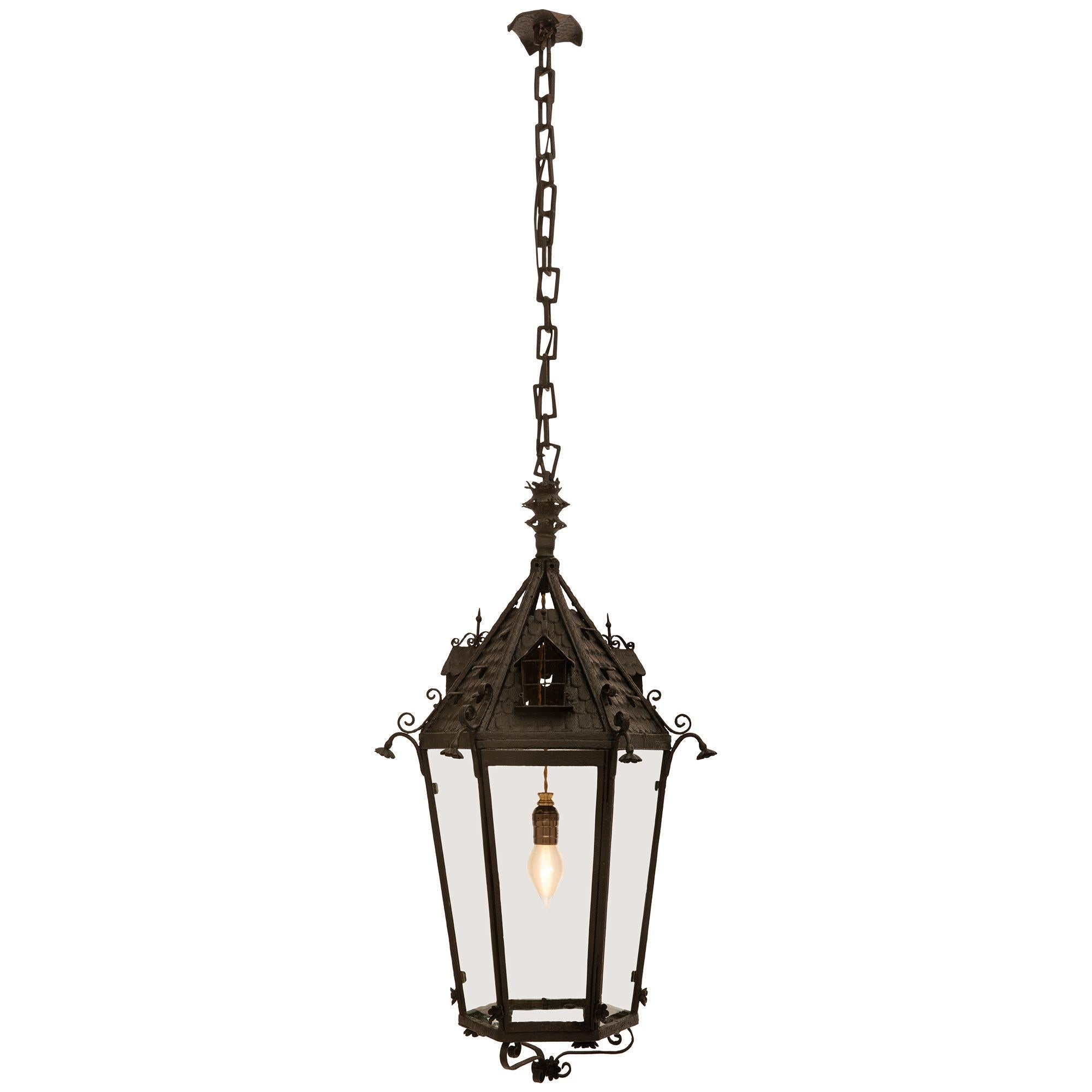 French 19th Century Wrought Iron Lantern For Sale