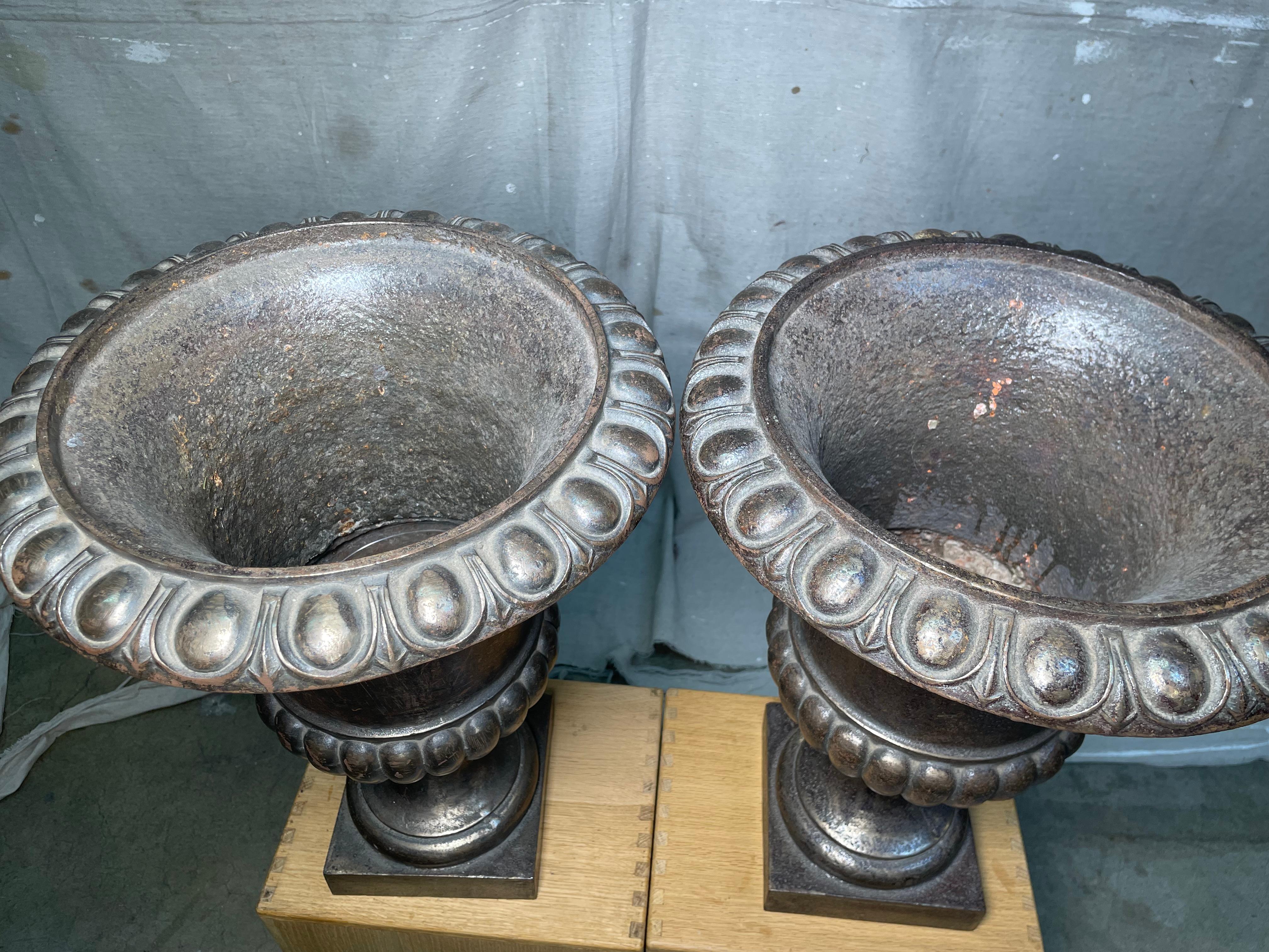 Neoclassical French 19th Century Wrought Iron Urns For Sale