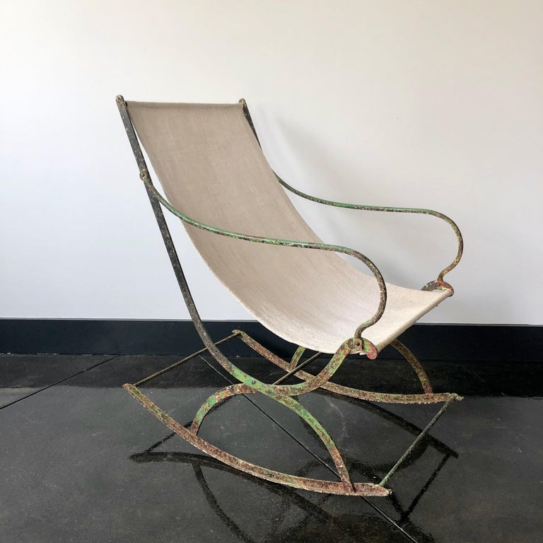 French 19th Century Wrougt Iron Rocking Chair In Good Condition For Sale In Charleston, SC