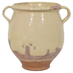 French 19th Century Yellow/ Cream Glazed Ceramic Storage Jar/ pot