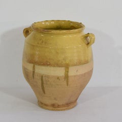 French 19th Century Yellow Glazed Ceramic Confit Jar