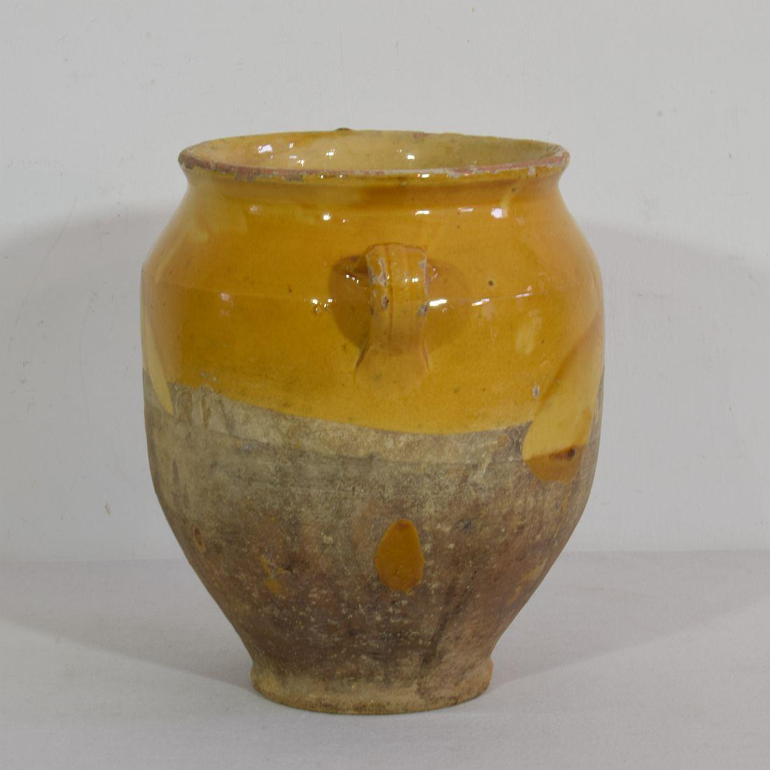 French 19th Century Yellow Glazed Ceramic Confit Jar 1