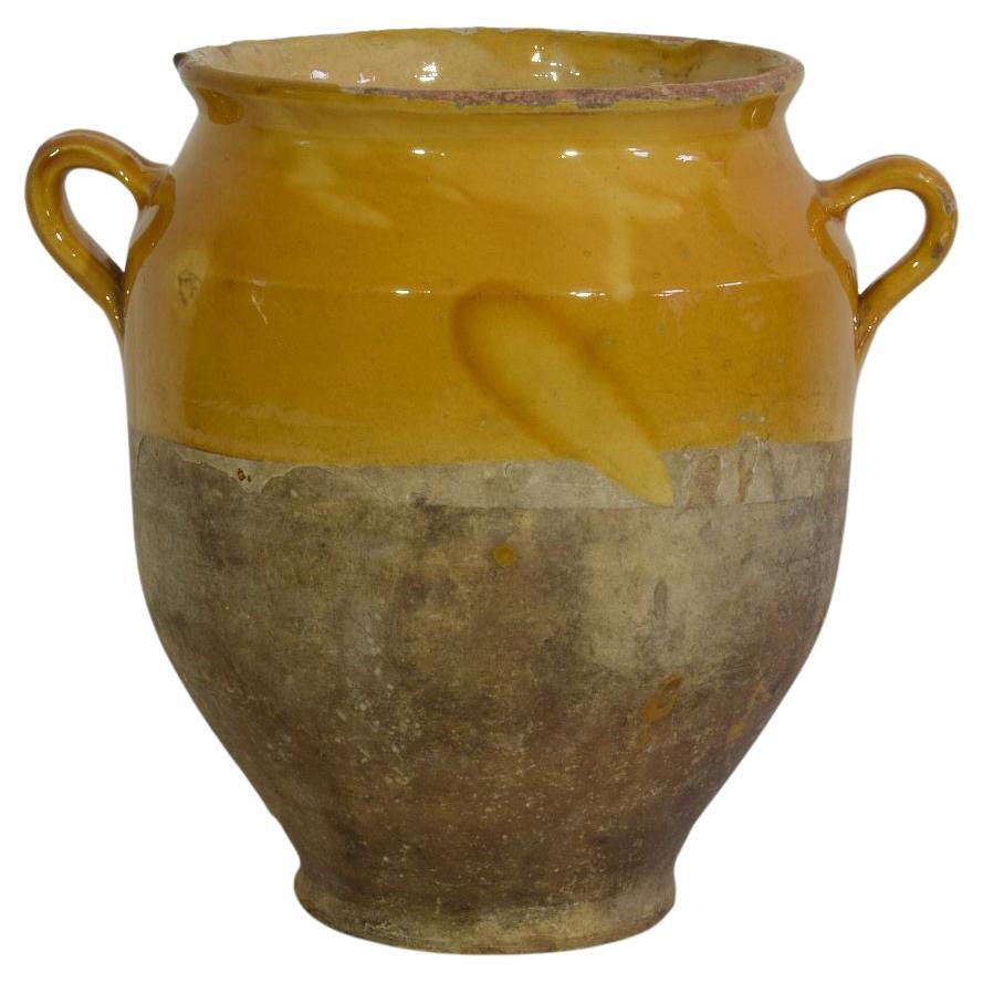 French 19th Century Yellow Glazed Ceramic Confit Jar
