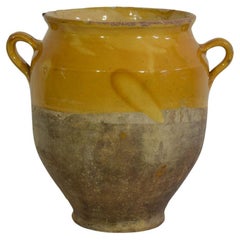 Antique French 19th Century Yellow Glazed Ceramic Confit Jar