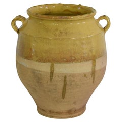 French 19th Century Yellow Glazed Ceramic Confit Jar