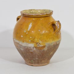 French 19th Century Yellow Glazed Ceramic Confit Jar/ Pot