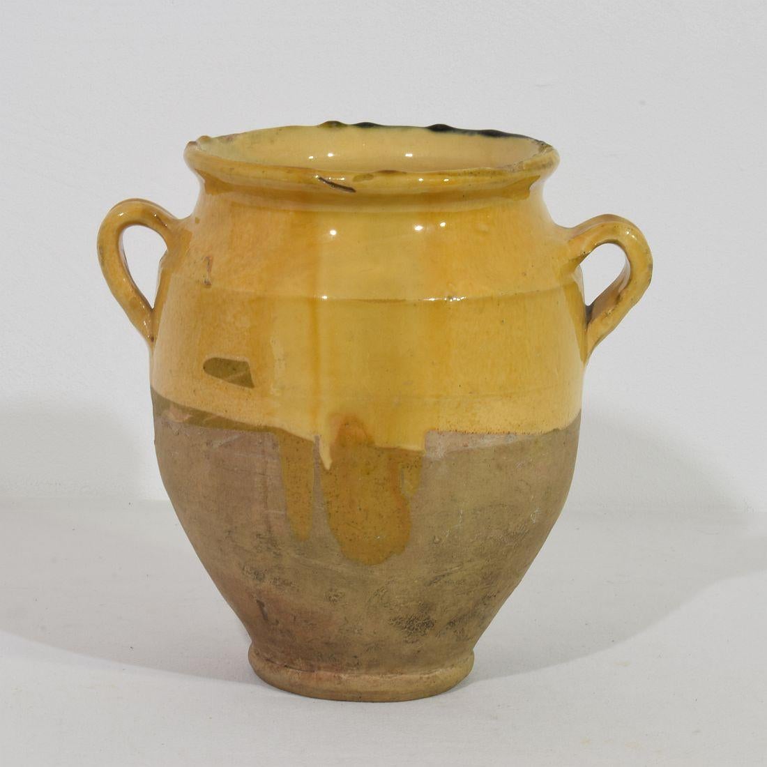 French 19th Century Yellow Glazed Ceramic Confit Jar/ Pot 1