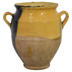 French 19th Century Yellow Glazed Ceramic Confit Jar/ Pot