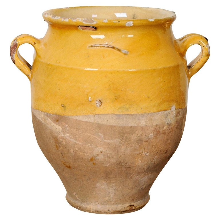 French 19th Century Yellow Glazed Confit Jar
