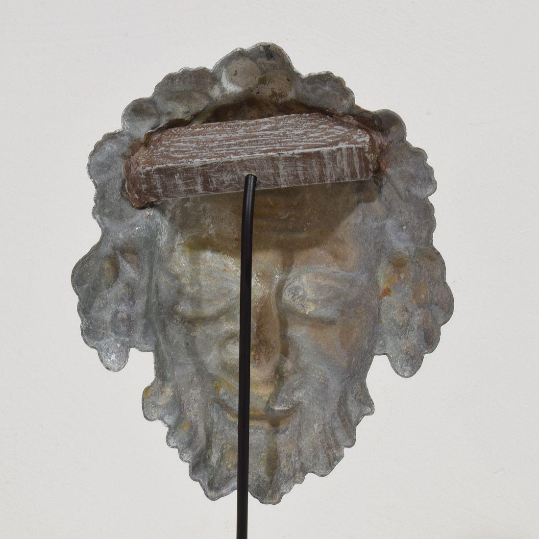 French, 19th Century, Zinc Bacchus Head Ornament For Sale 7