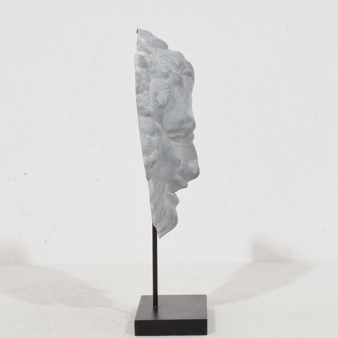 Zinco Francese, XIX secolo, Ornamento a forma di testa di bacco in zinco in vendita