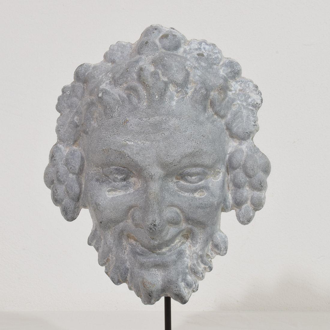 French, 19th Century, Zinc Bacchus Head Ornament For Sale 4