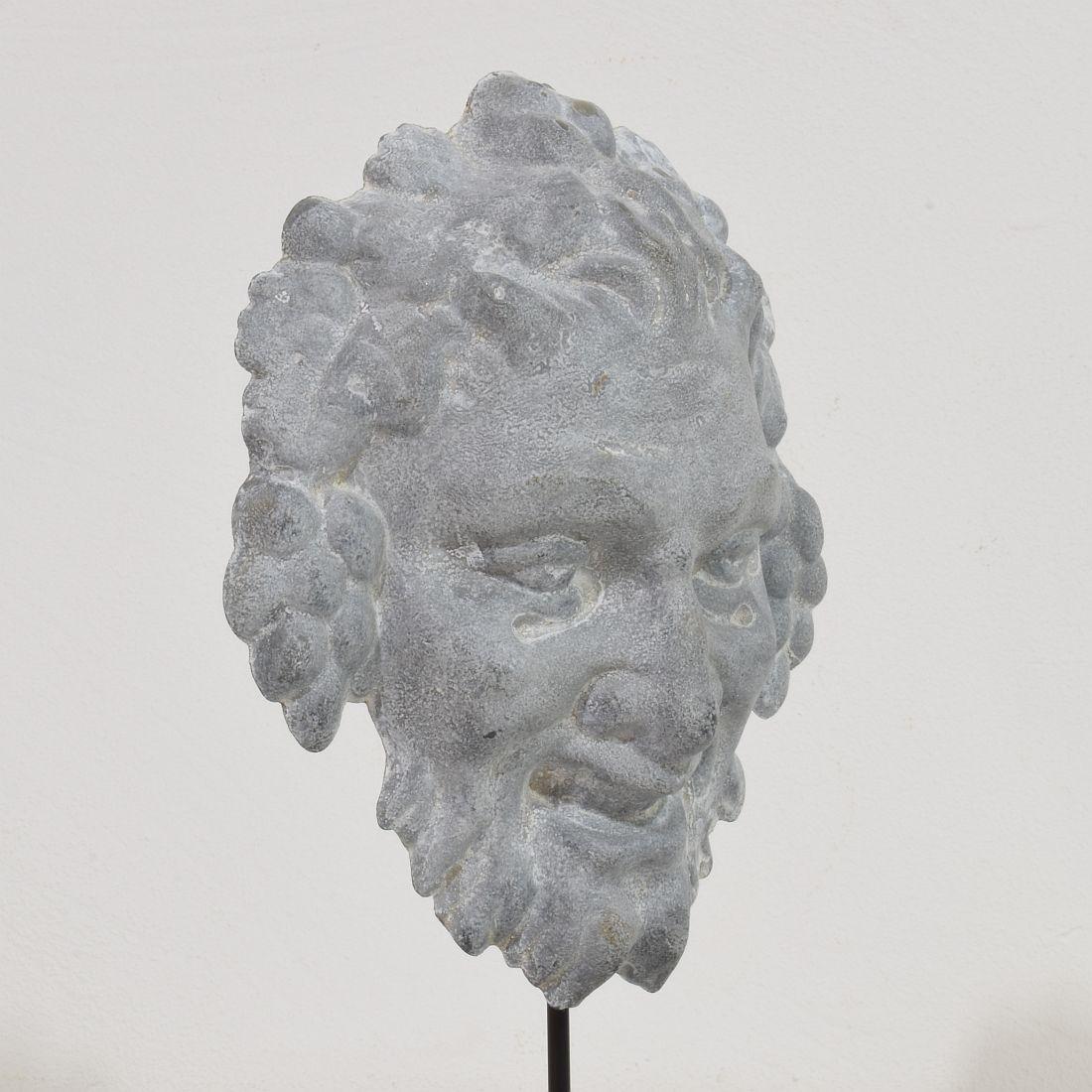 French, 19th Century, Zinc Bacchus Head Ornament For Sale 6