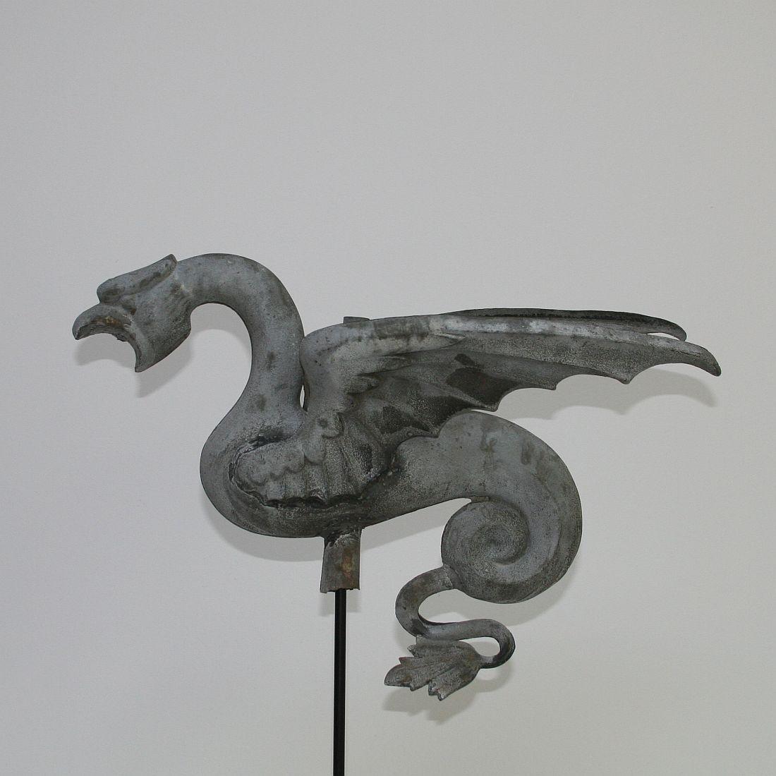 French 19th Century Zinc Dragon Weathervane In Fair Condition In Buisson, FR