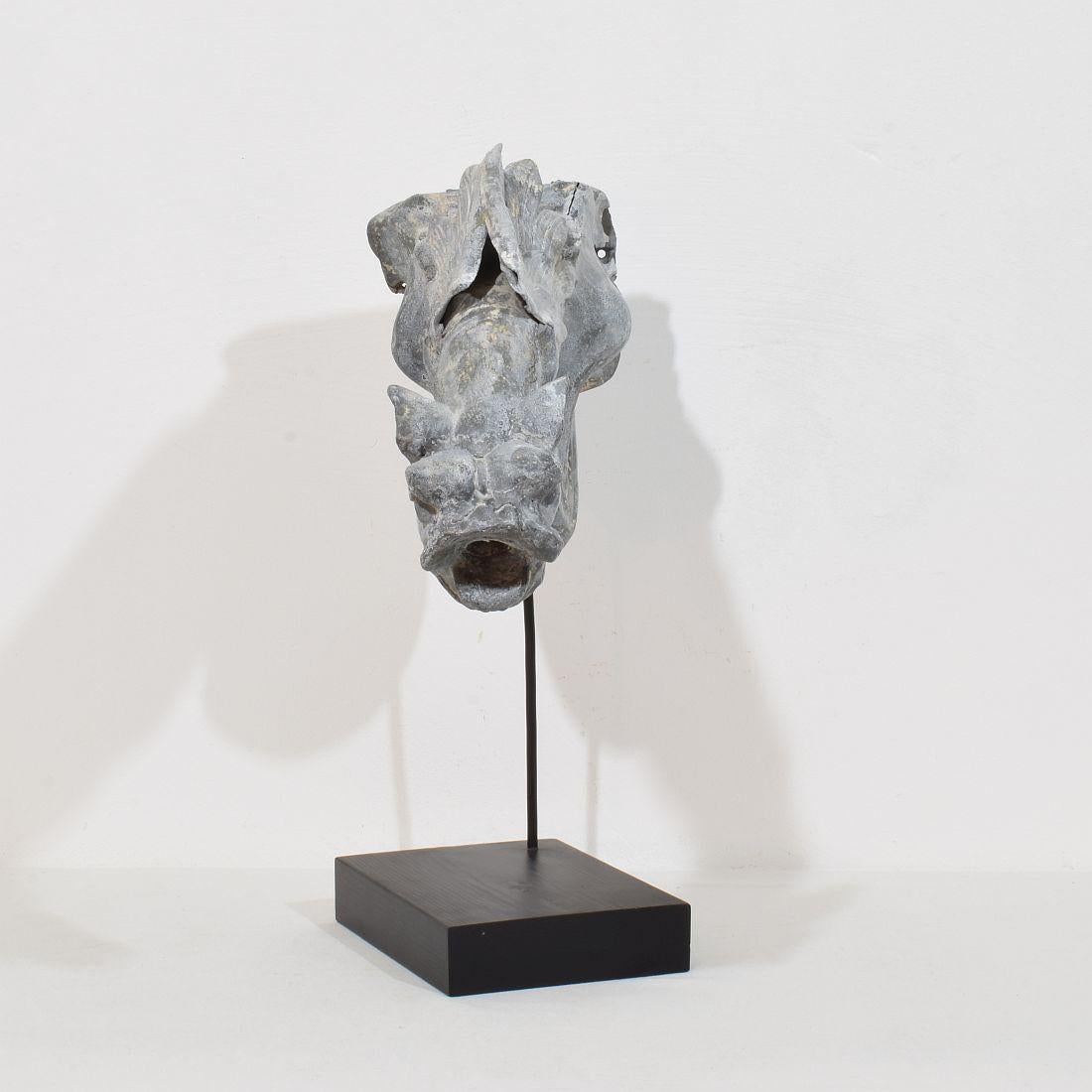 Hand-Crafted French 19th Century Zinc Gargoyle For Sale