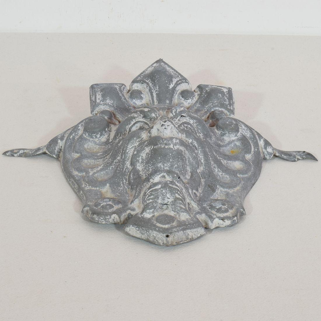 French, 19th Century, Zinc Head Mascaron Ornament 7