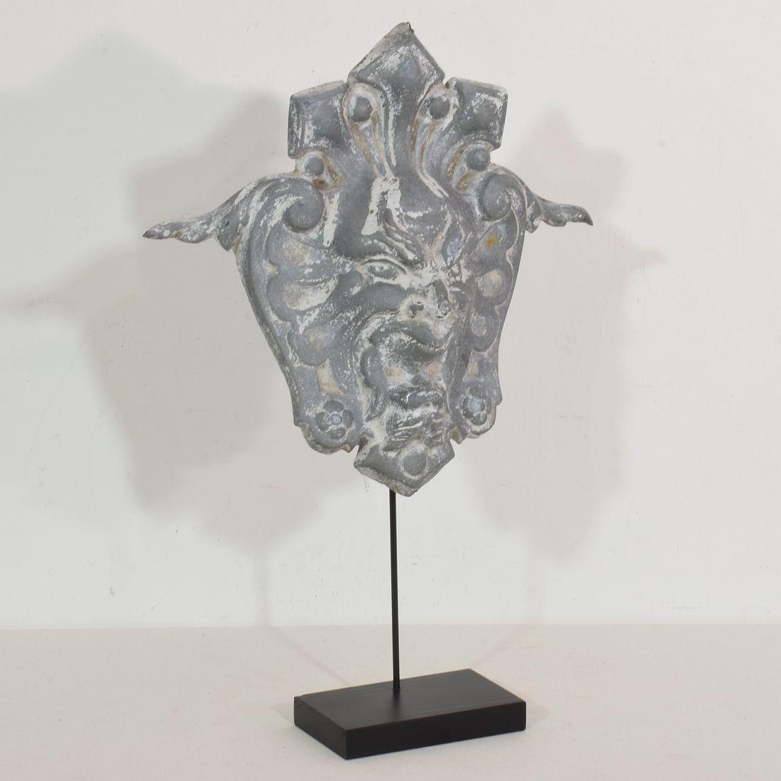 Belle Époque French, 19th Century, Zinc Head Mascaron Ornament