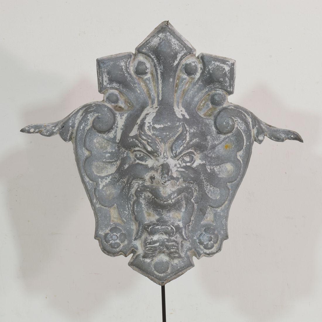 French, 19th Century, Zinc Head Mascaron Ornament 3