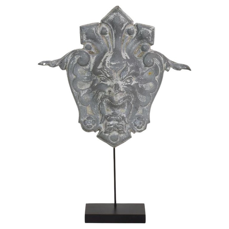 French, 19th Century, Zinc Head Mascaron Ornament For Sale