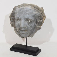 19th Century French Zinc Head Ornament, Belle Époque Style, Circa 1850