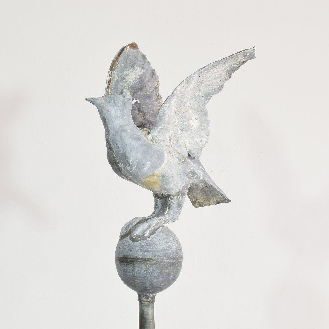 French 19th Century Zinc Roof Finial with a Dove 4