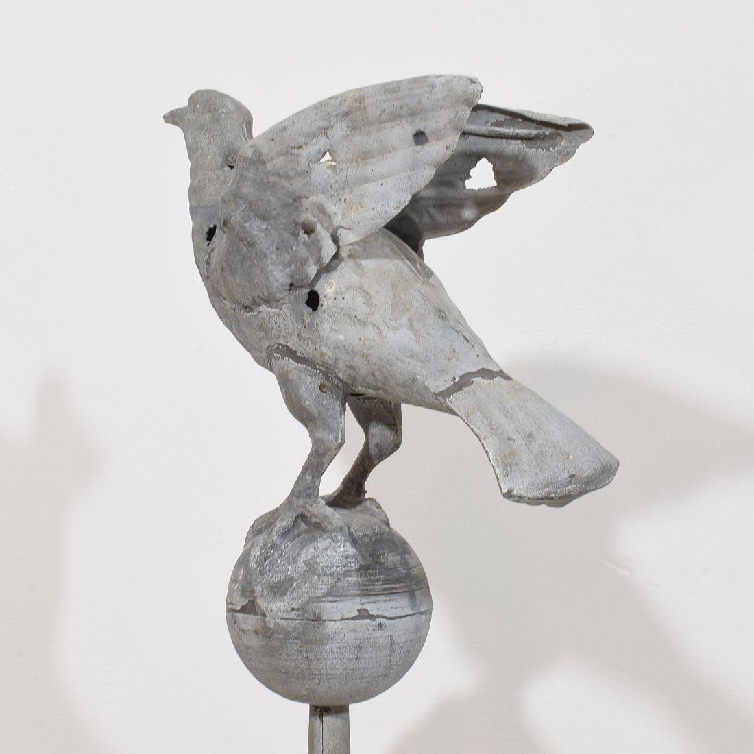 French 19th Century Zinc Roof Finial with a Dove For Sale 6