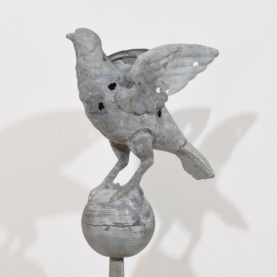 French 19th Century Zinc Roof Finial with a Dove For Sale 7