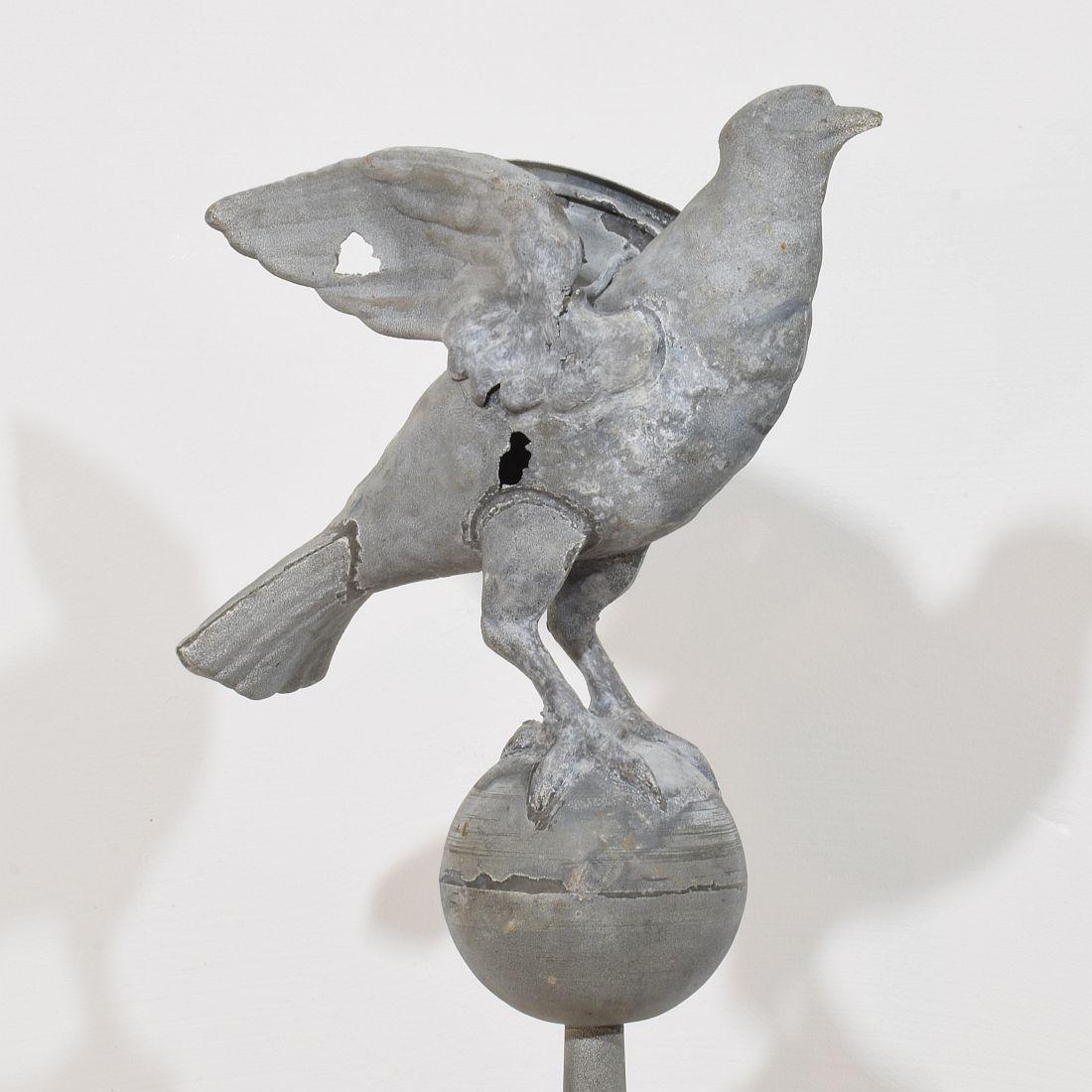 French 19th Century Zinc Roof Finial with a Dove For Sale 9